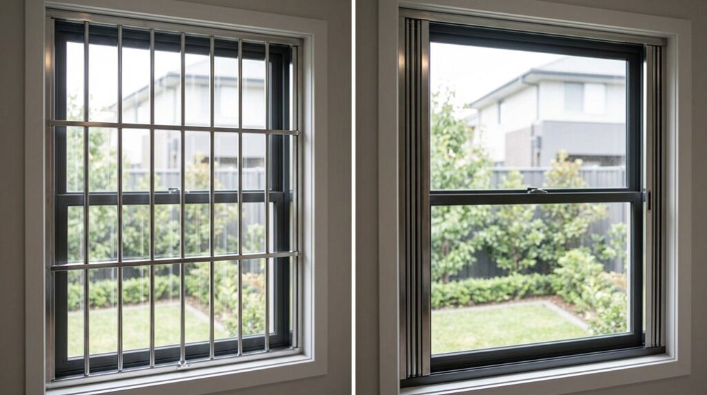 retractable burglar bars fire escape